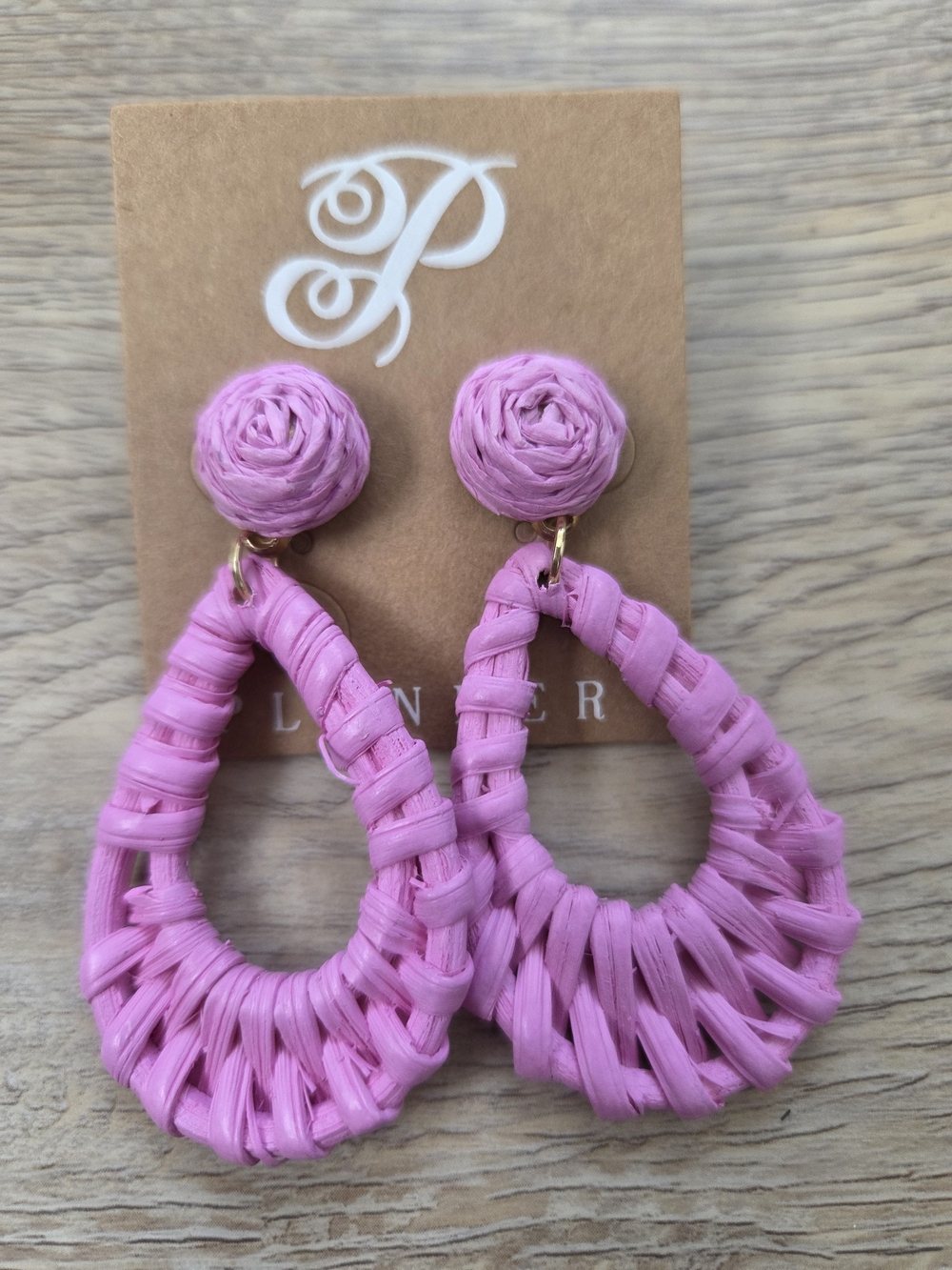 Plunder Pink Woven Teardrop Earrings